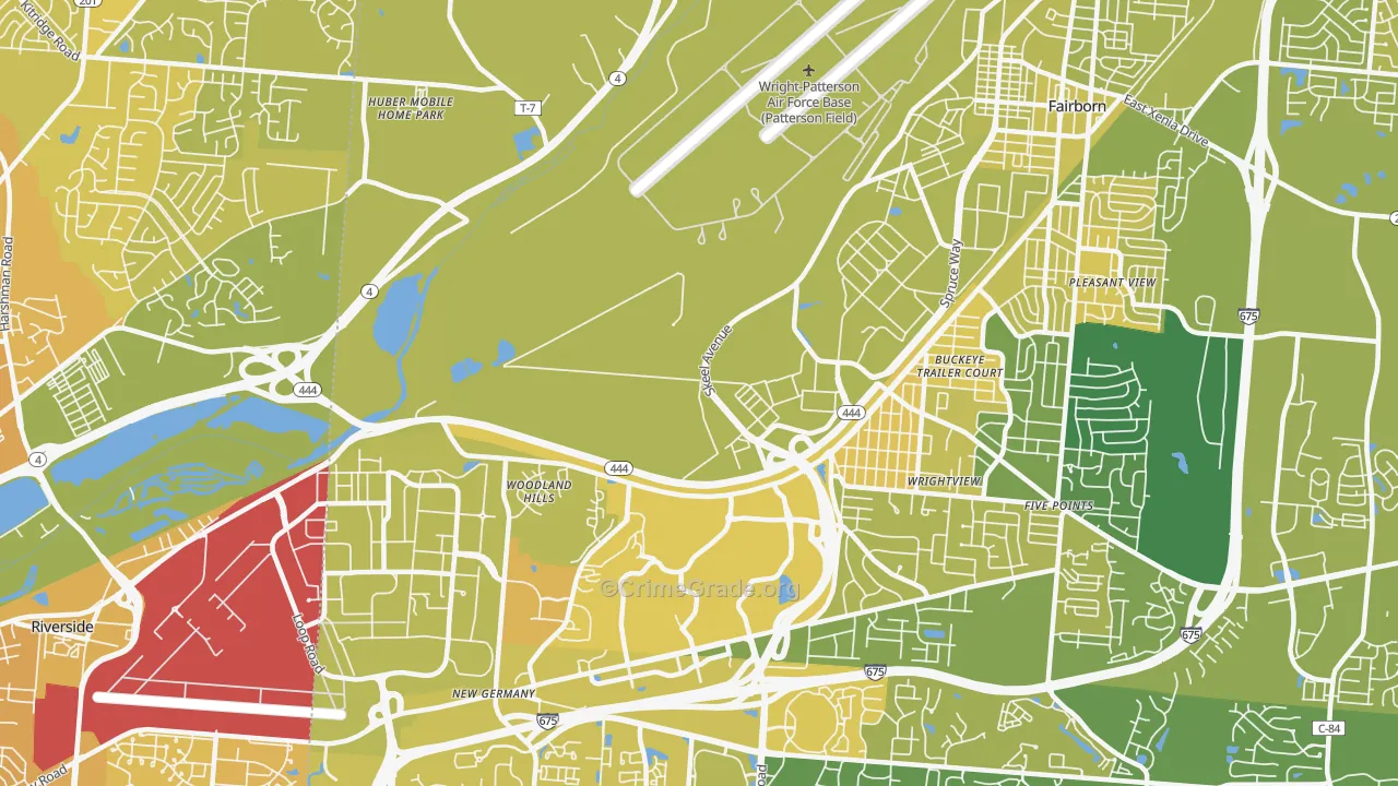 45433, OH Map of Vehicle Theft Rates