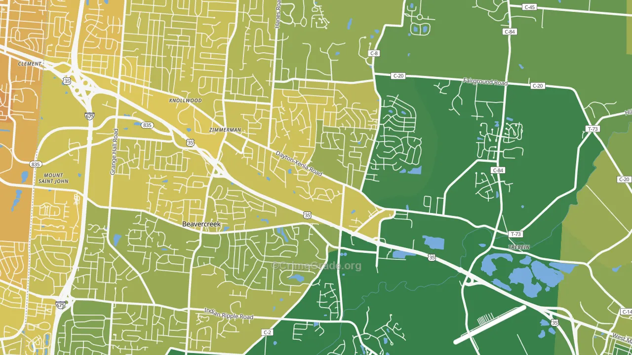 45434, OH Map of Vehicle Theft Rates