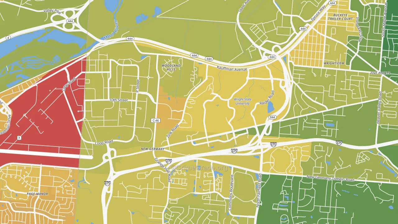 45435, OH Map of Vehicle Theft Rates
