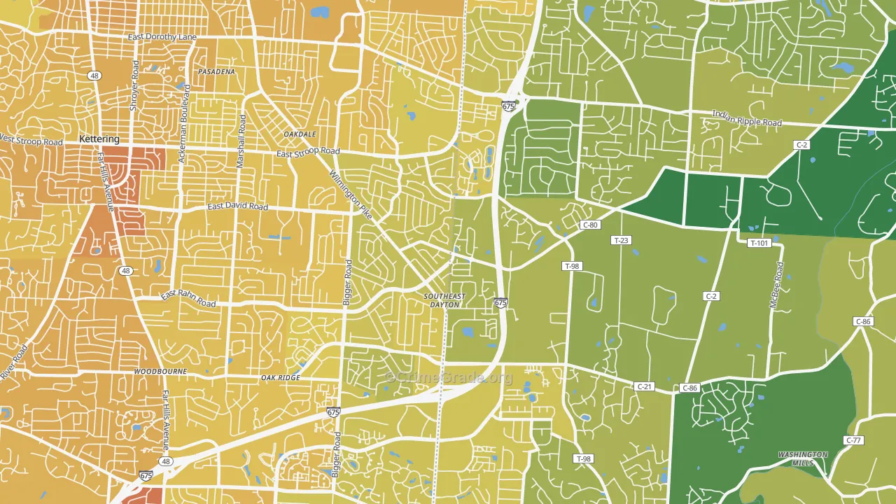 45440, OH Map of Vehicle Theft Rates