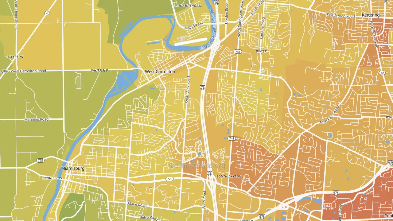 45449, OH Map of Vehicle Theft Rates