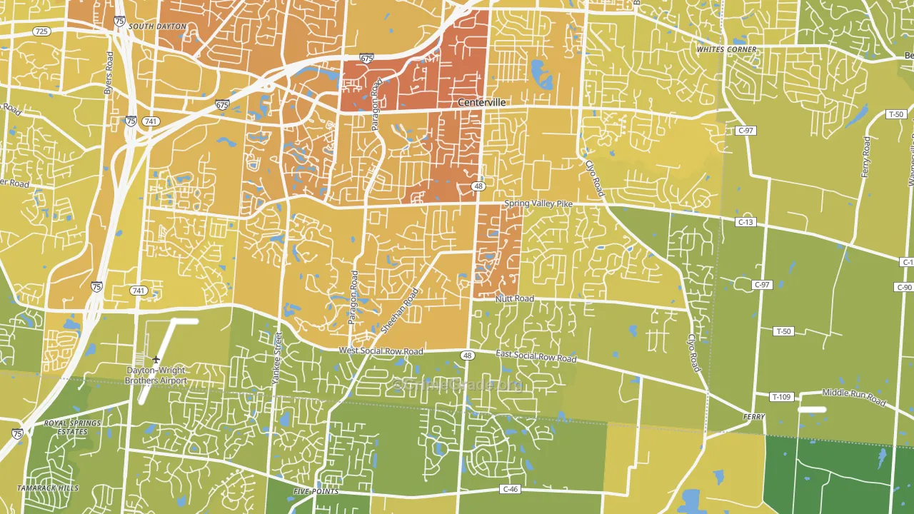 45458, OH Map of Vehicle Theft Rates