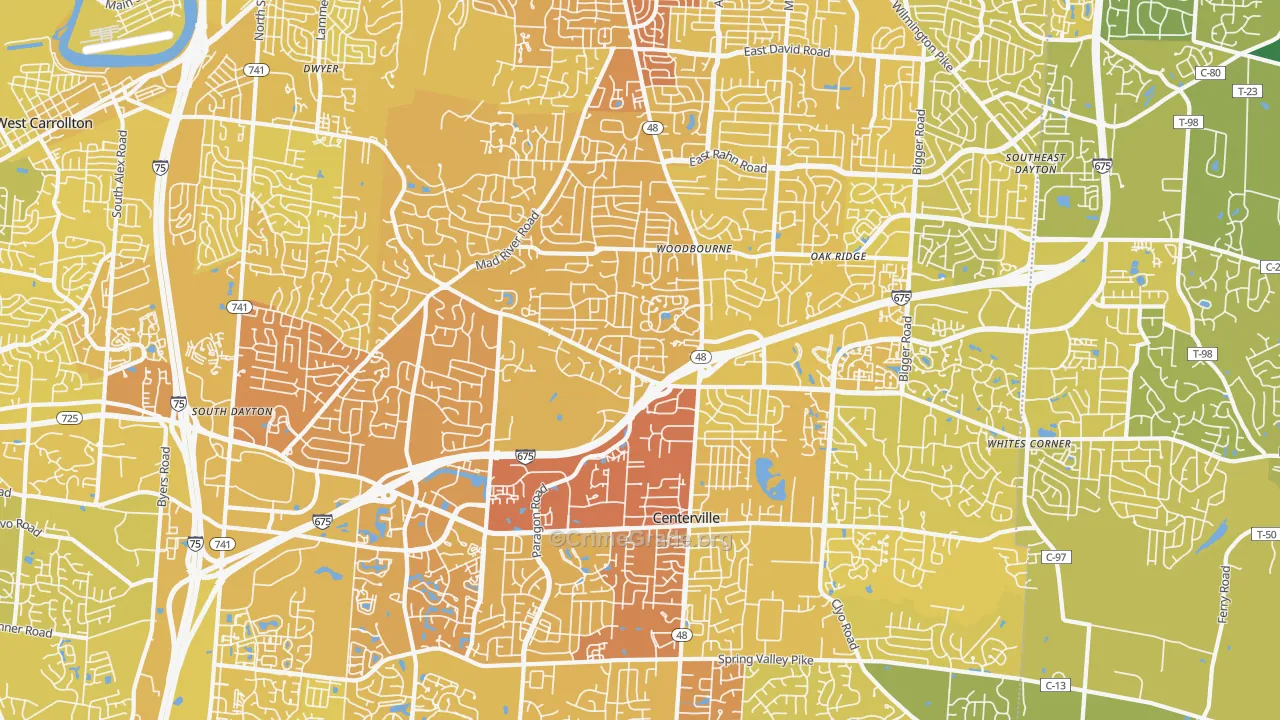 45459, OH Map of Vehicle Theft Rates