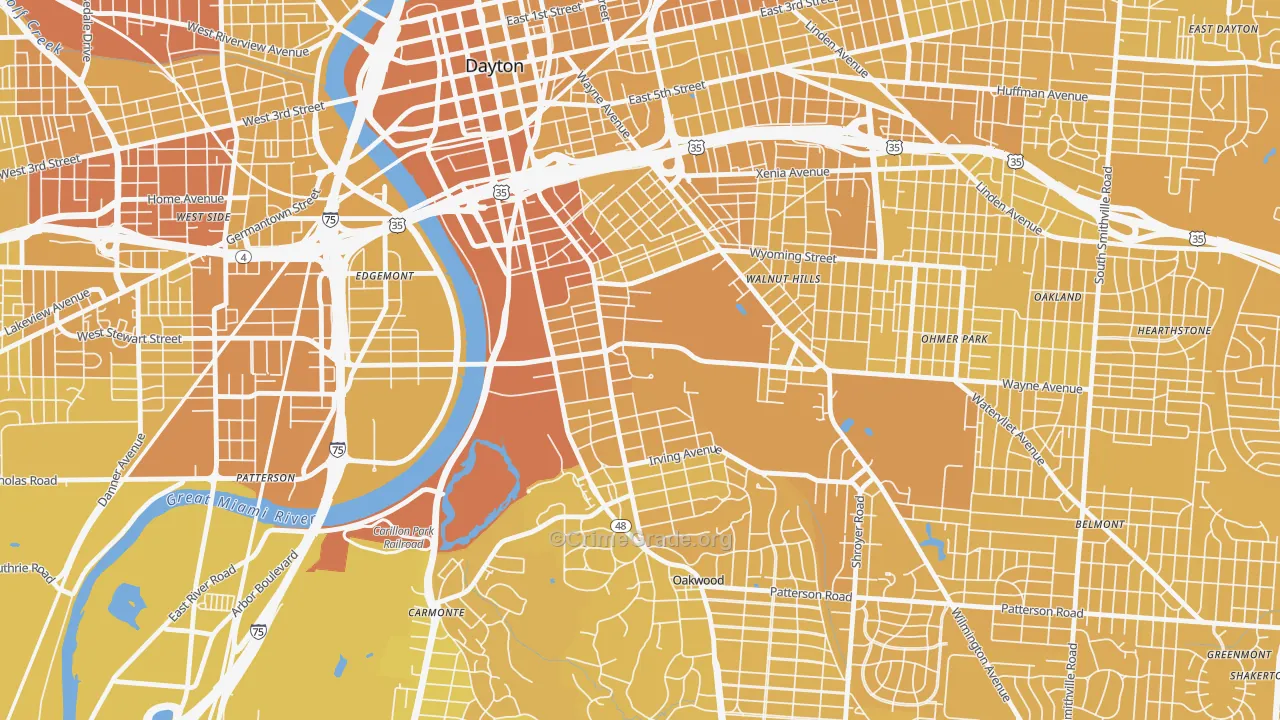 45469, OH Map of Vehicle Theft Rates