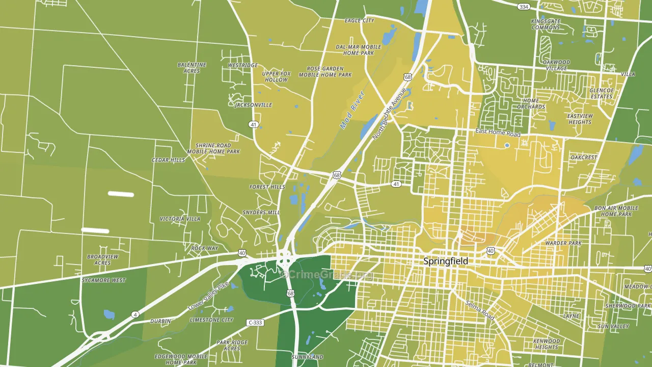 45504, OH Map of Vehicle Theft Rates