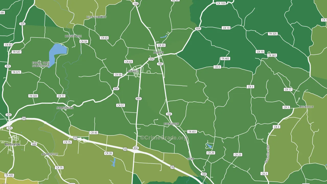 45614, OH Map of Vehicle Theft Rates