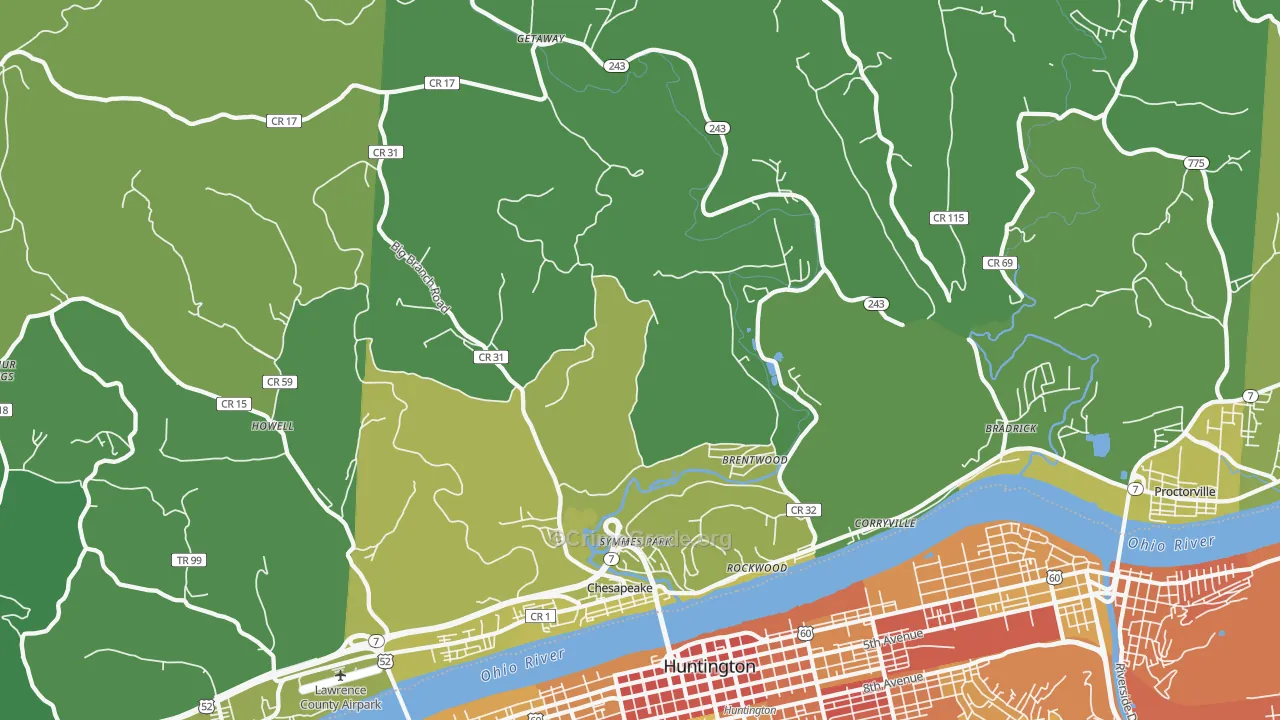 45619, OH Map of Vehicle Theft Rates