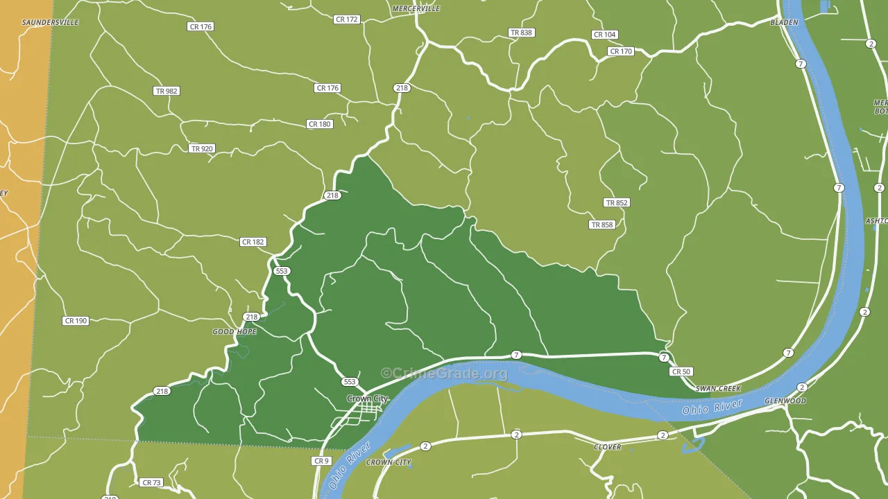 45623, OH Map of Vehicle Theft Rates