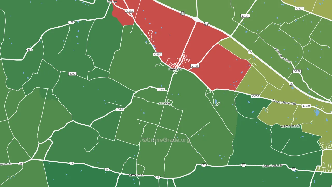 45628, OH Map of Vehicle Theft Rates
