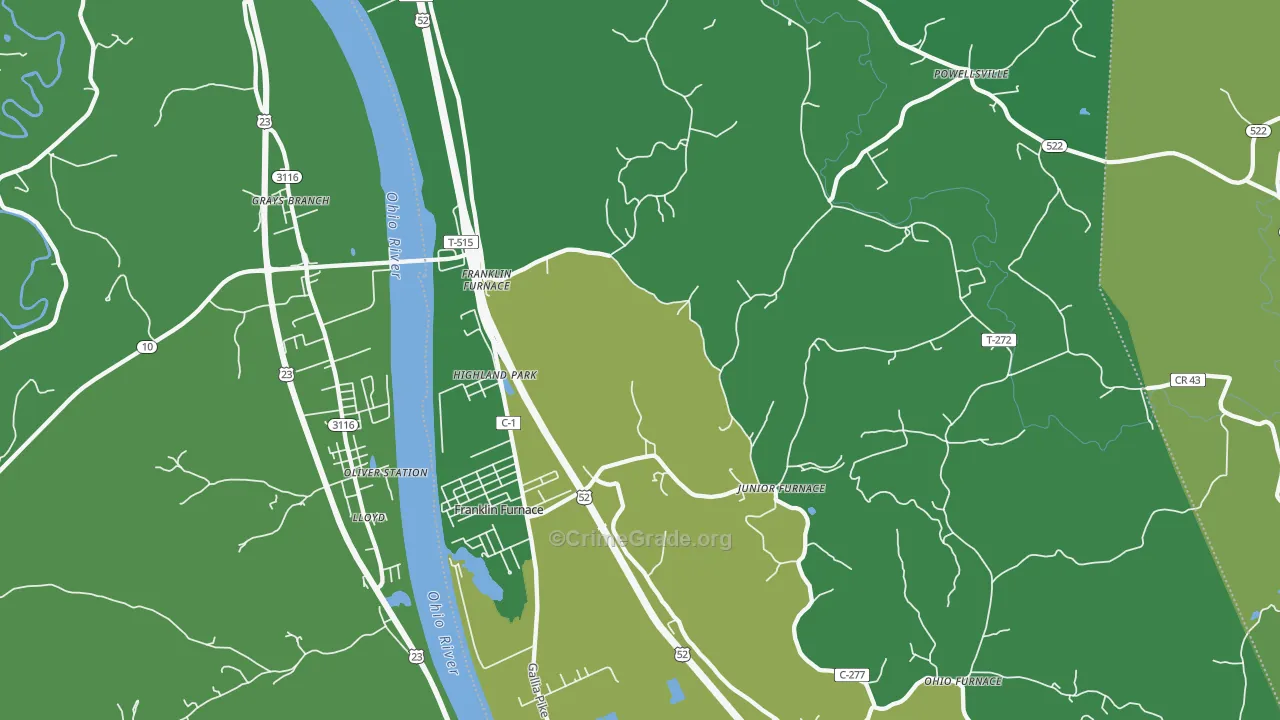 45629, OH Map of Vehicle Theft Rates
