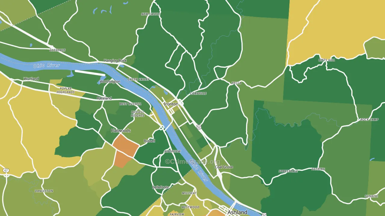45638, OH Map of Vehicle Theft Rates
