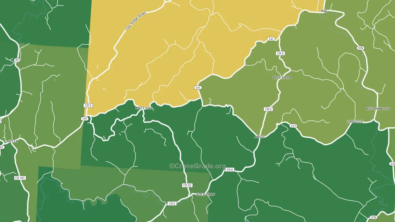 45645, OH Map of Vehicle Theft Rates