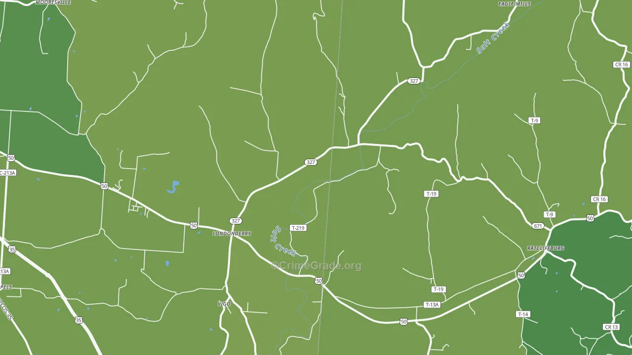 45647, OH Map of Vehicle Theft Rates