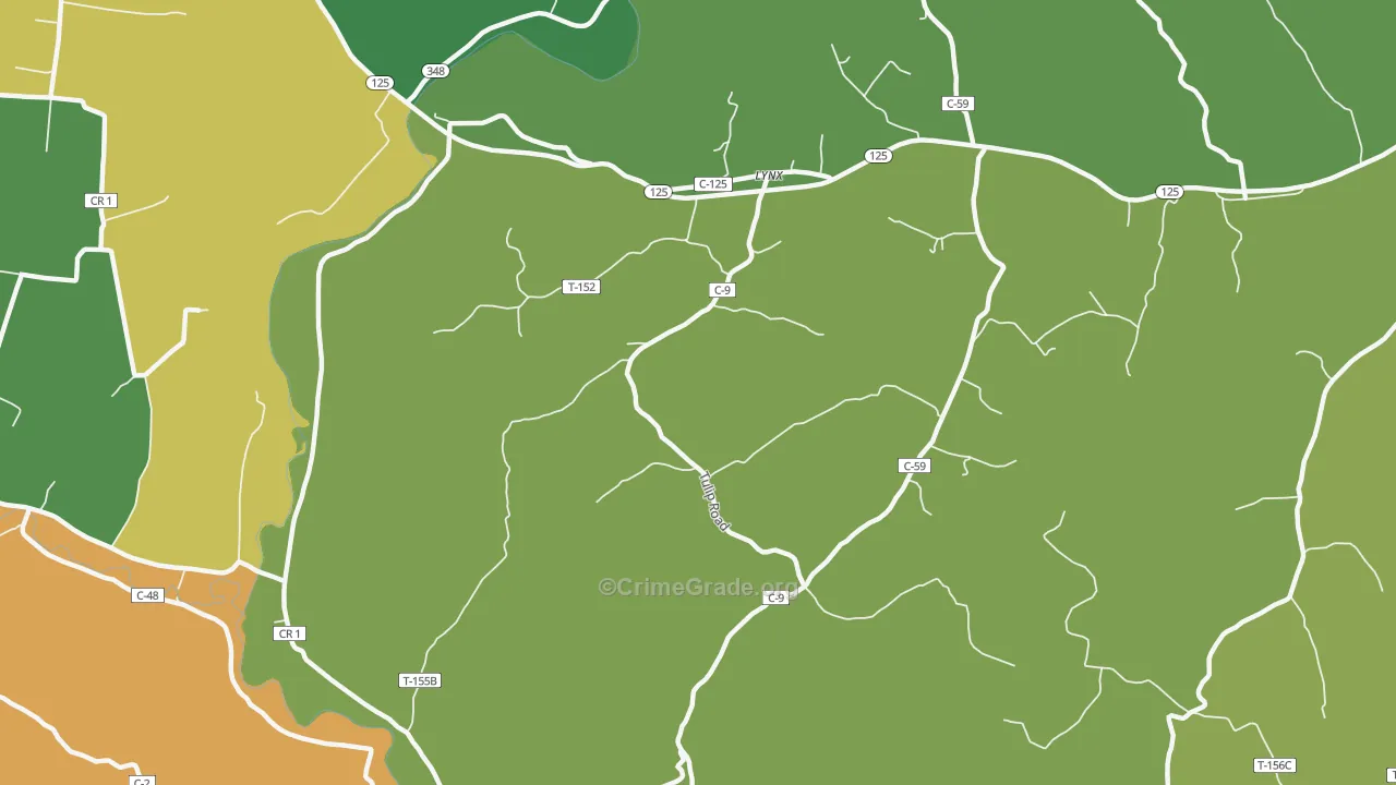 45650, OH Map of Vehicle Theft Rates