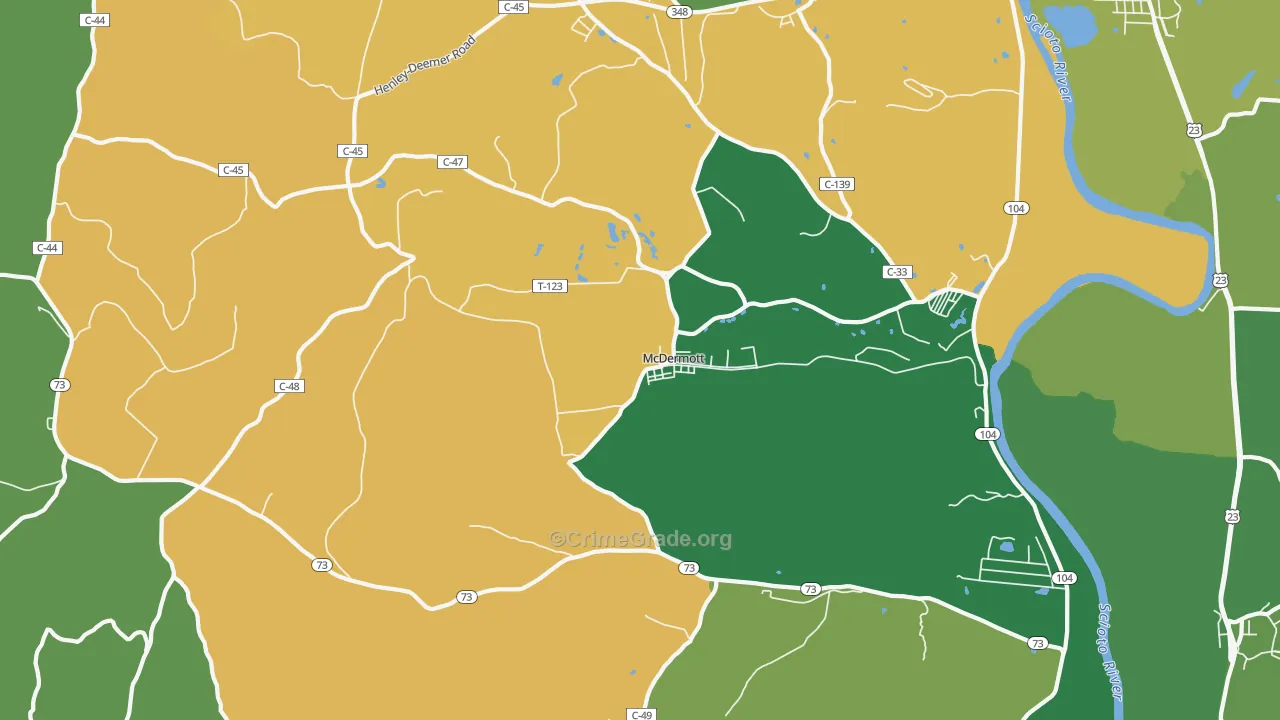 45652, OH Map of Vehicle Theft Rates