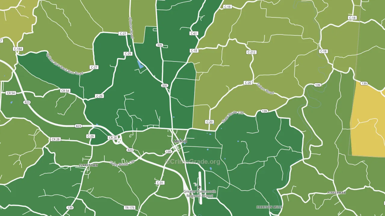 45653, OH Map of Vehicle Theft Rates