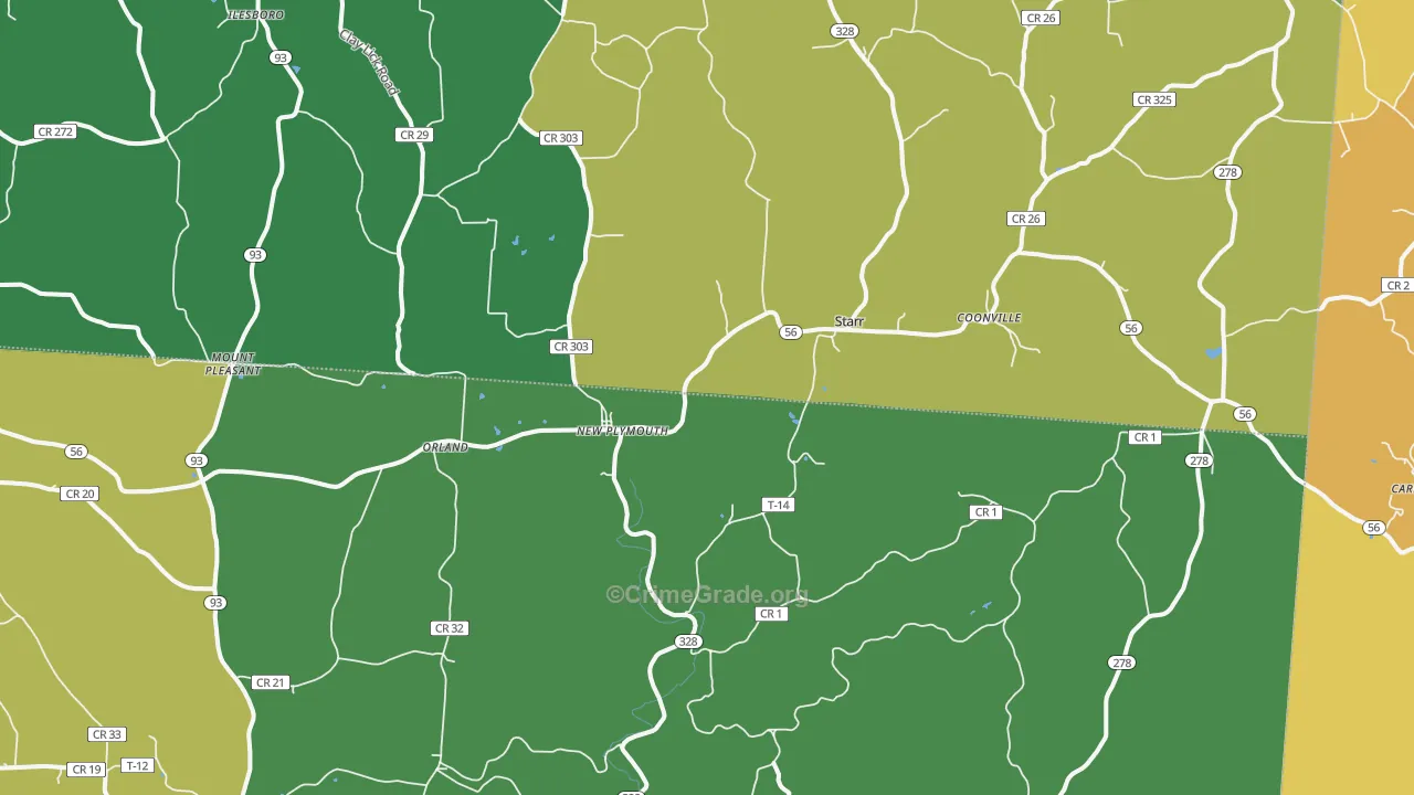 45654, OH Map of Vehicle Theft Rates