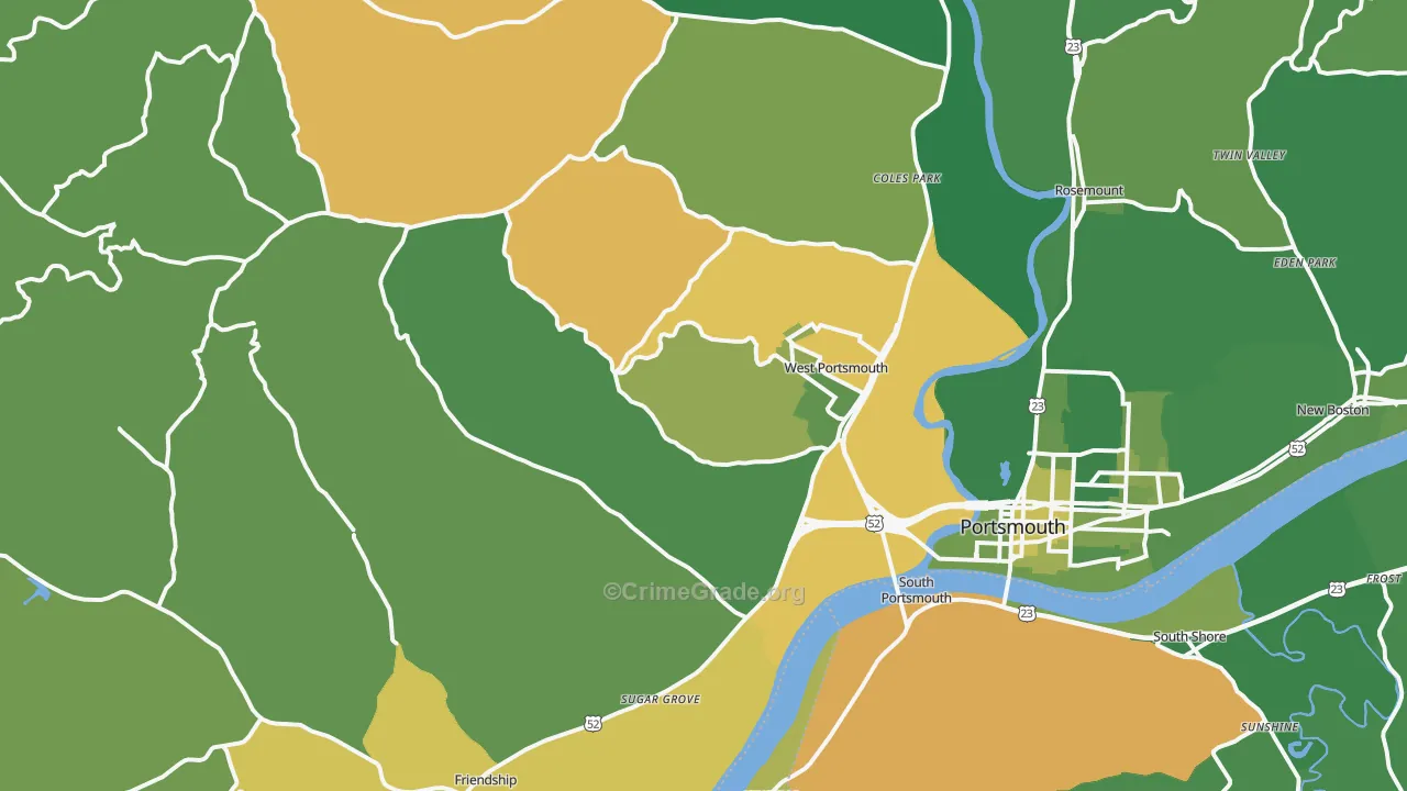45663, OH Map of Vehicle Theft Rates
