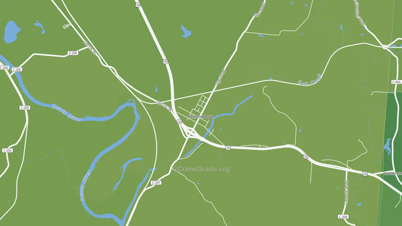 45673, OH Map of Vehicle Theft Rates