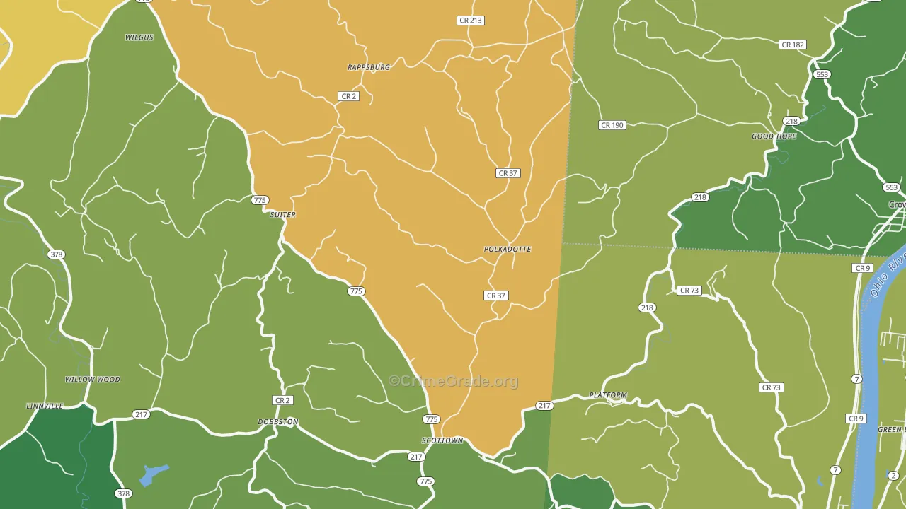 45678, OH Map of Vehicle Theft Rates