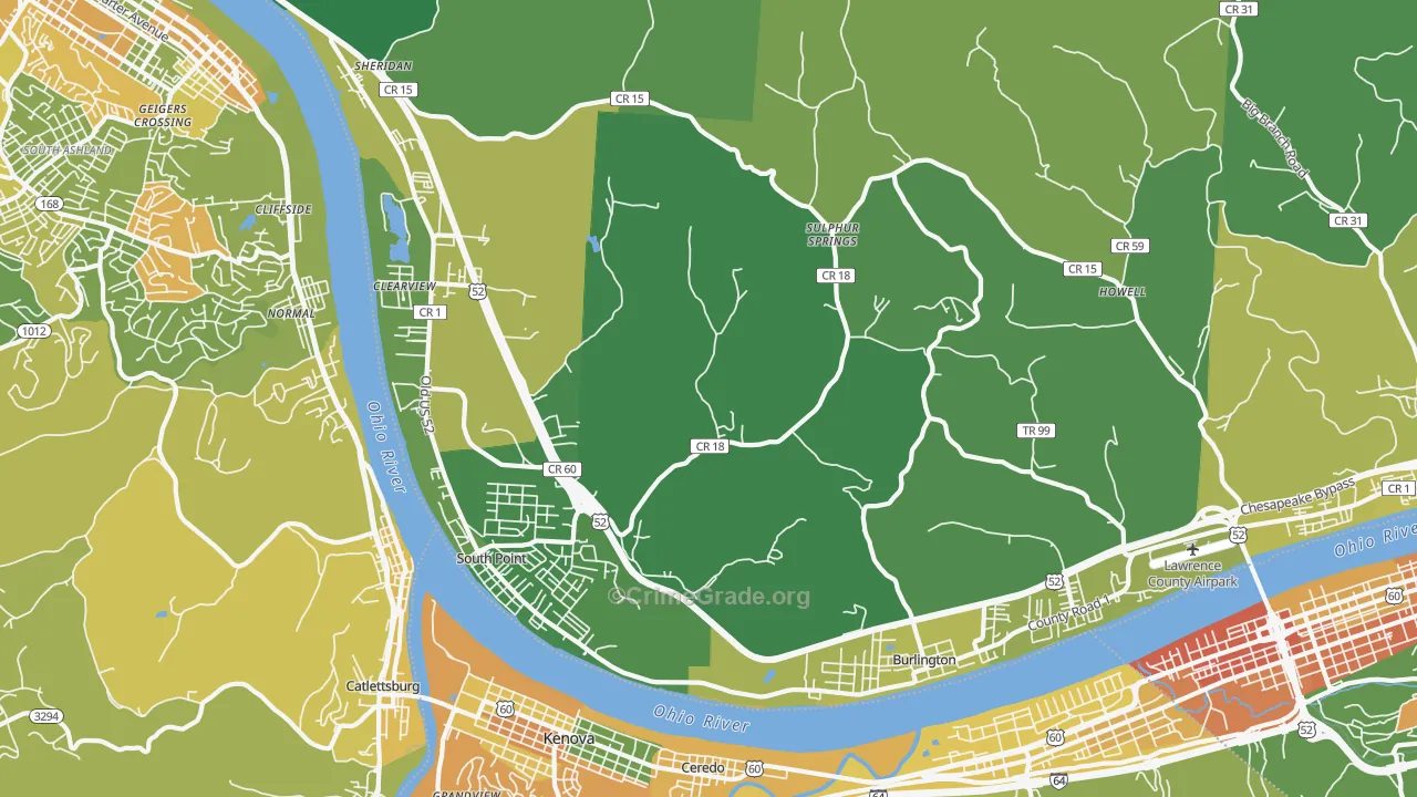 45680, OH Map of Vehicle Theft Rates