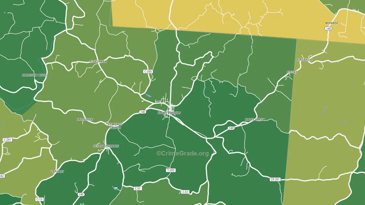 45682, OH Map of Vehicle Theft Rates