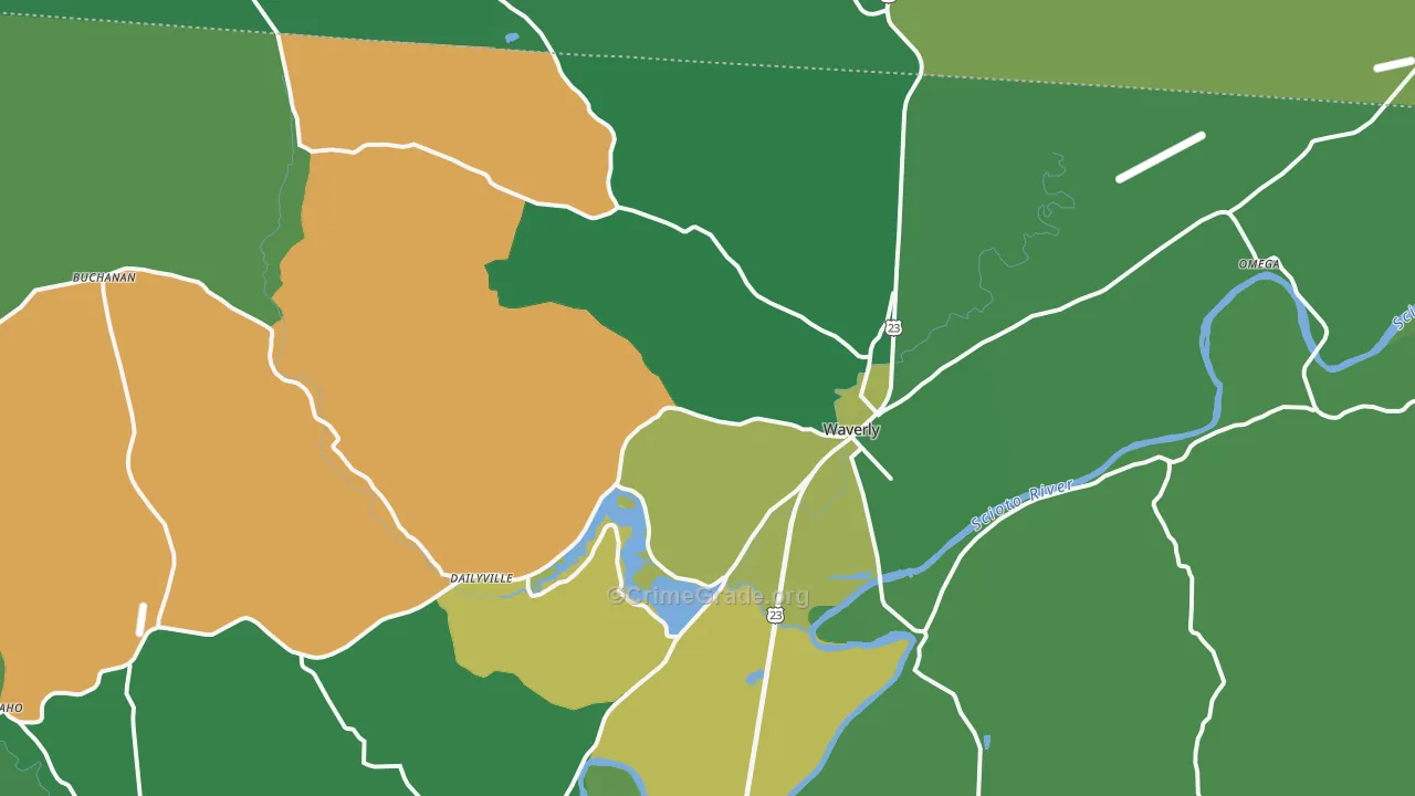 45690, OH Map of Vehicle Theft Rates
