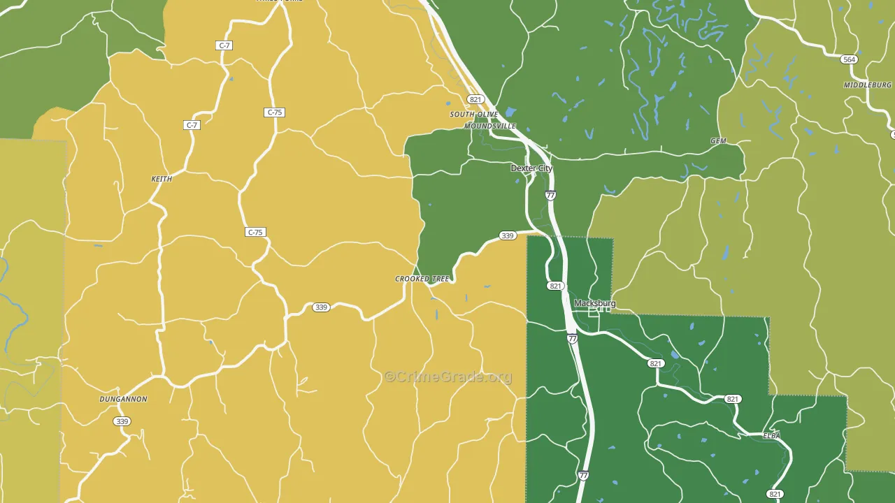 45727, OH Map of Vehicle Theft Rates