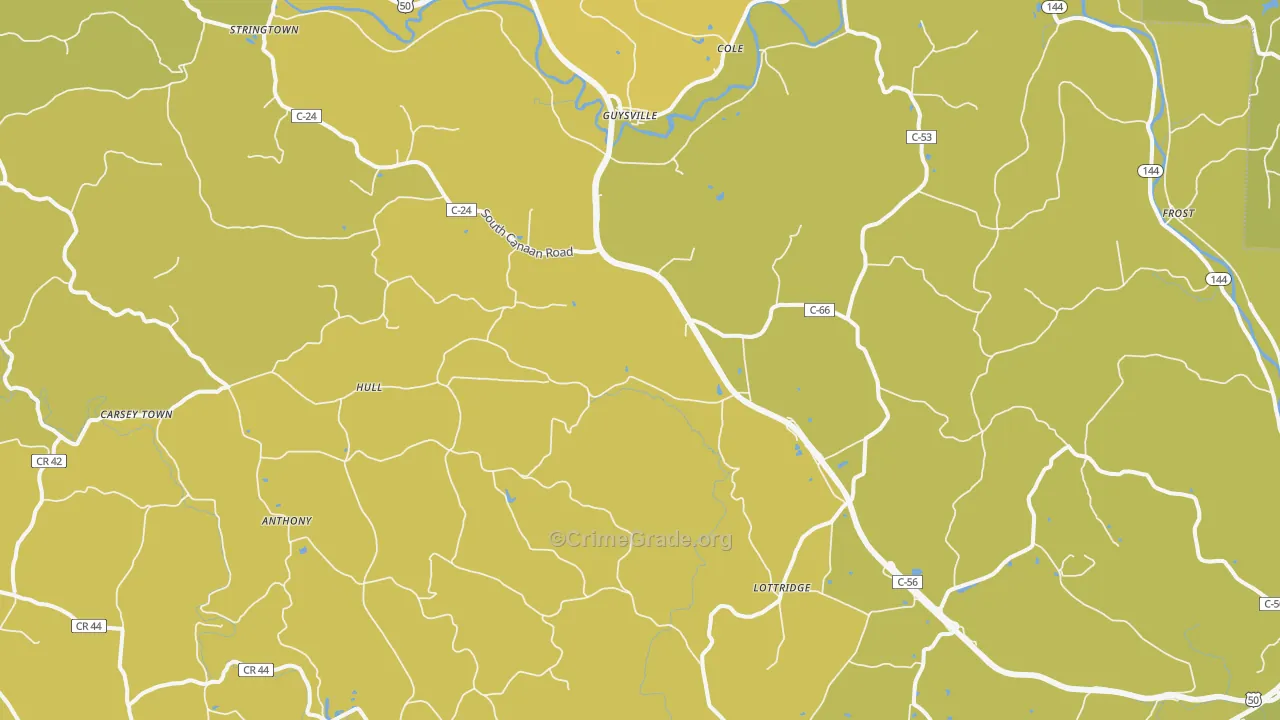 45735, OH Map of Vehicle Theft Rates