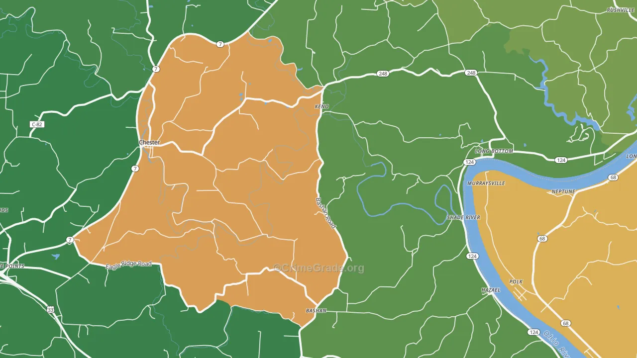 45743, OH Map of Vehicle Theft Rates
