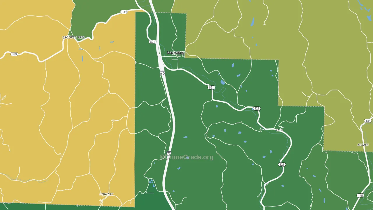 45746, OH Map of Vehicle Theft Rates