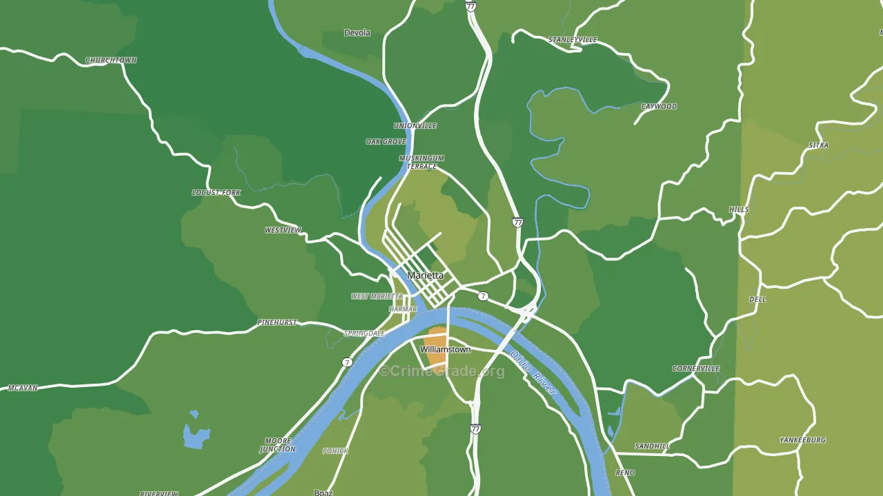 45750, OH Map of Vehicle Theft Rates