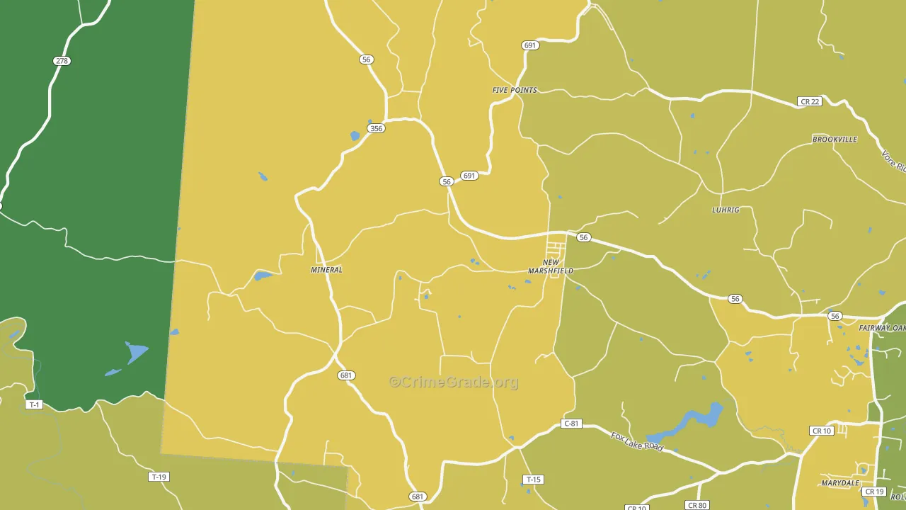 45766, OH Map of Vehicle Theft Rates
