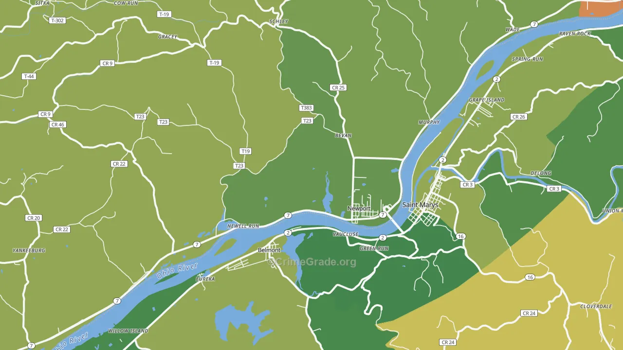 45768, OH Map of Vehicle Theft Rates