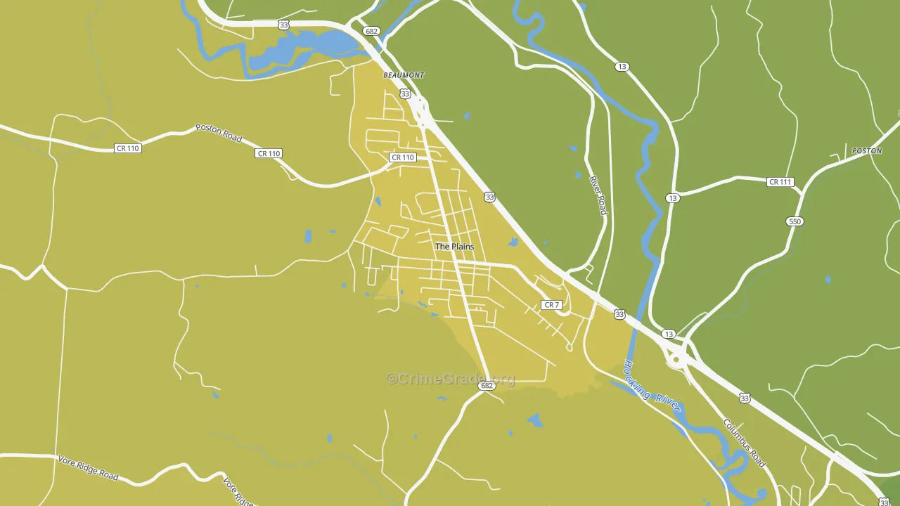 45780, OH Map of Vehicle Theft Rates