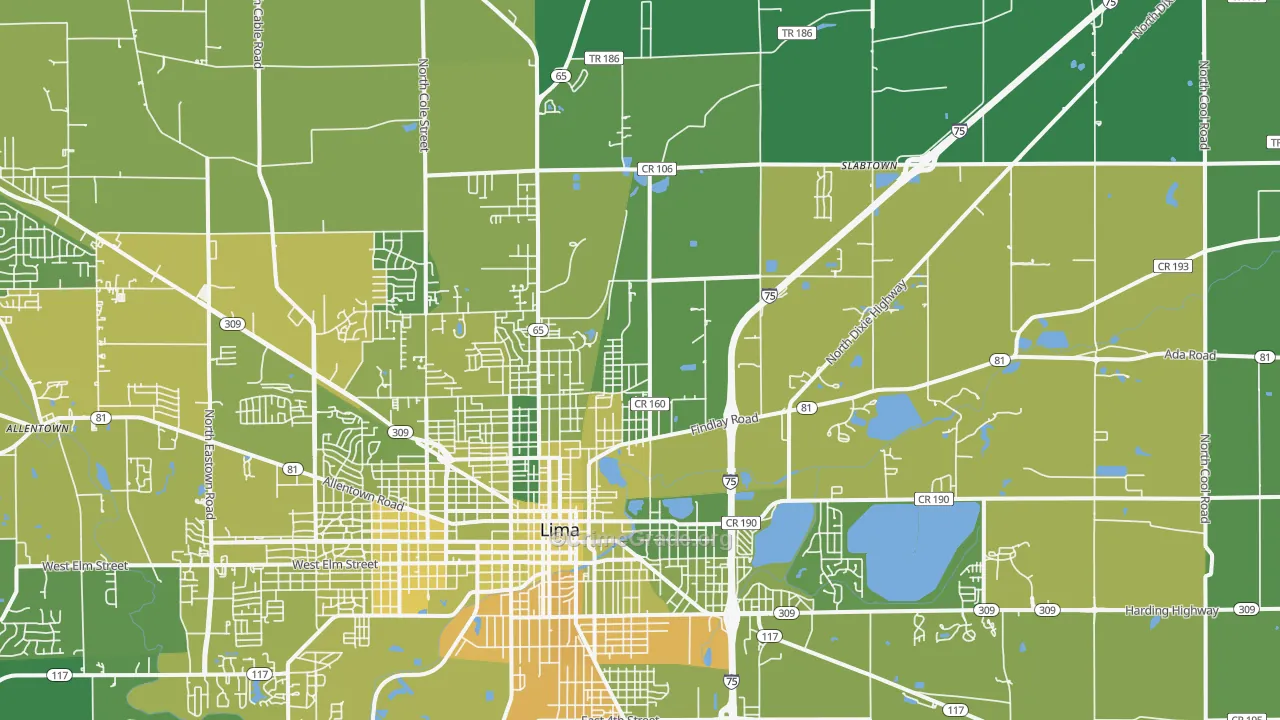 45801, OH Map of Vehicle Theft Rates