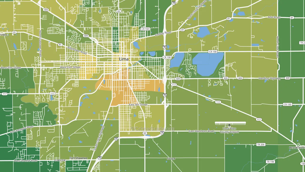 45804, OH Map of Vehicle Theft Rates