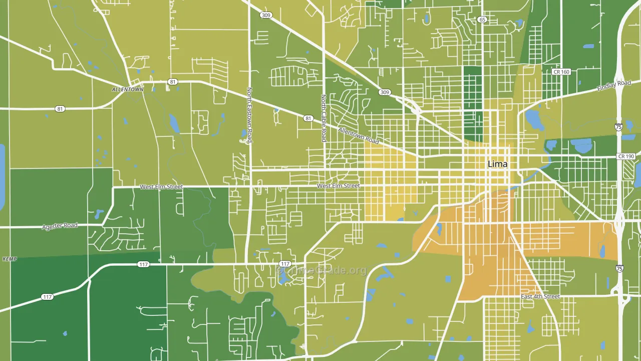 45805, OH Map of Vehicle Theft Rates