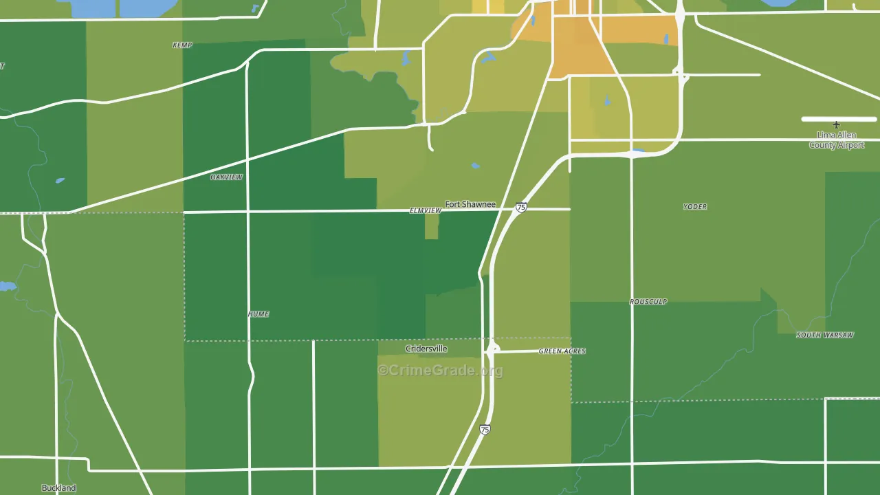 45806, OH Map of Vehicle Theft Rates
