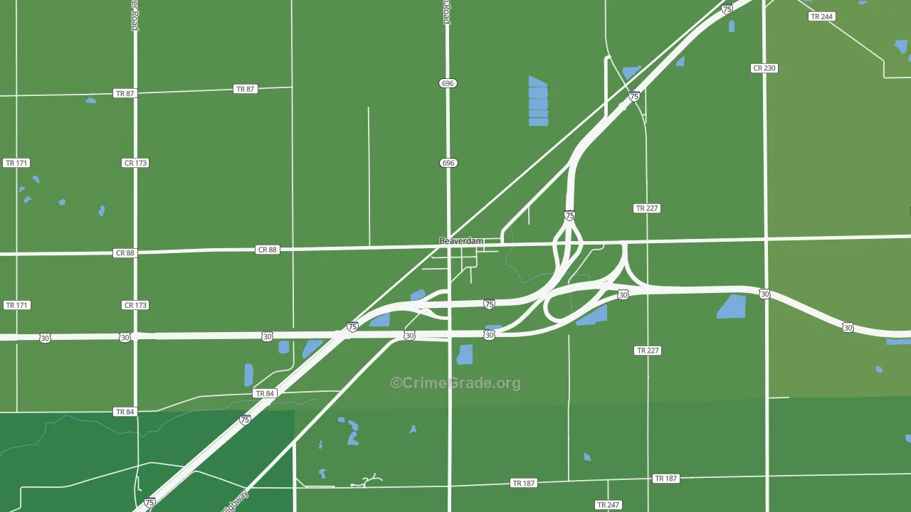 45808, OH Map of Vehicle Theft Rates