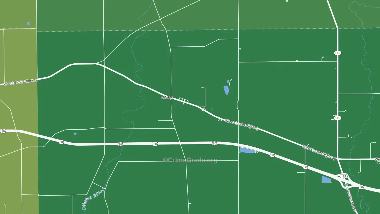 45809, OH Map of Vehicle Theft Rates