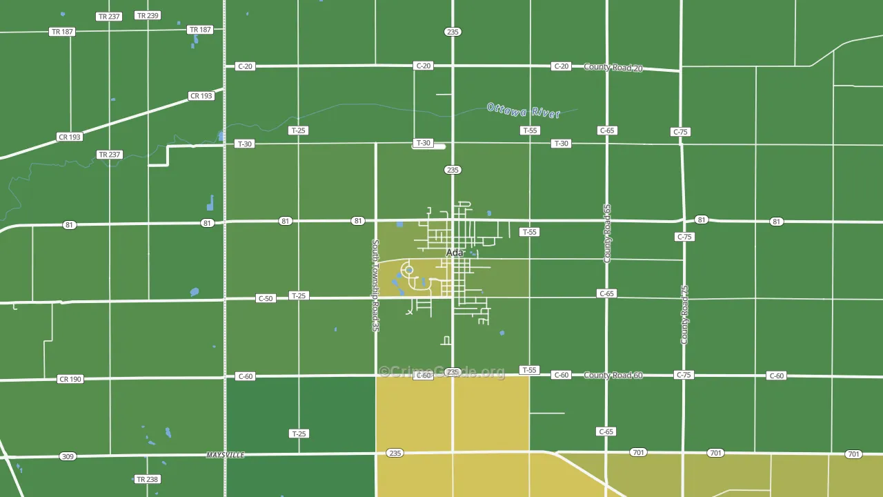 45810, OH Map of Vehicle Theft Rates