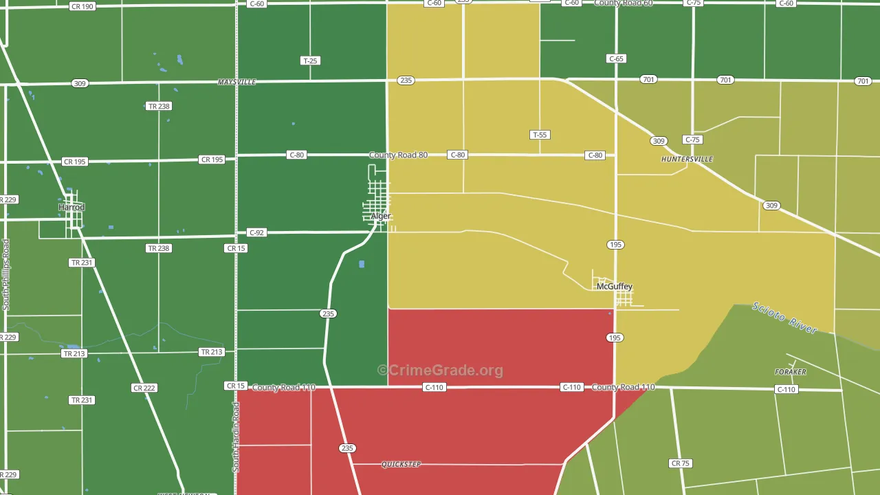 45812, OH Map of Vehicle Theft Rates