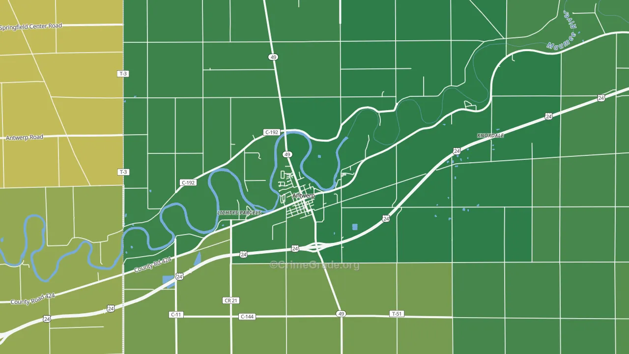 45813, OH Map of Vehicle Theft Rates