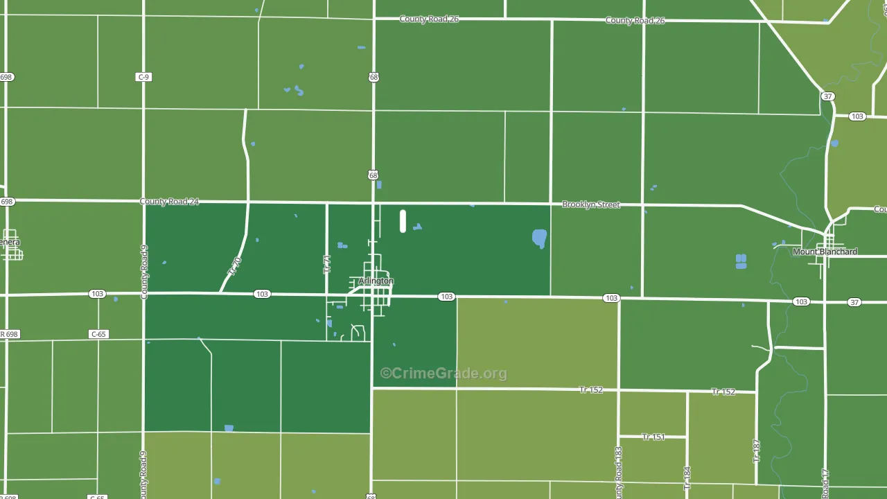 45814, OH Map of Vehicle Theft Rates