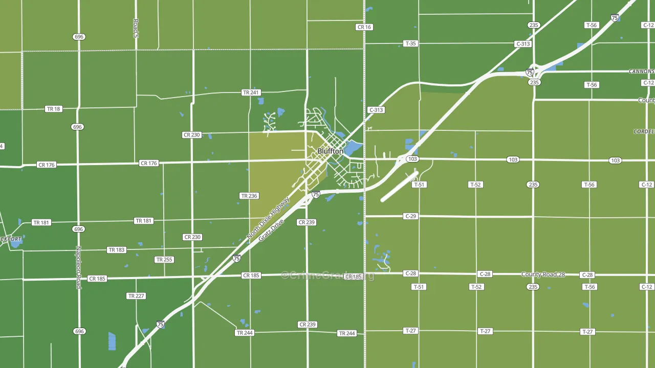 45817, OH Map of Vehicle Theft Rates
