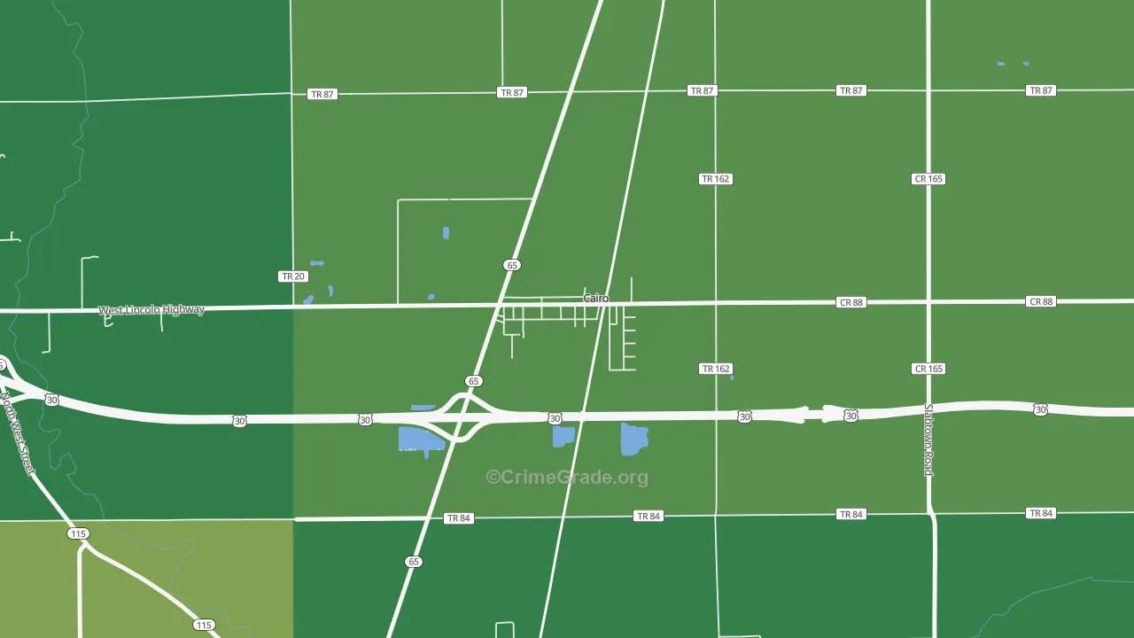 45820, OH Map of Vehicle Theft Rates
