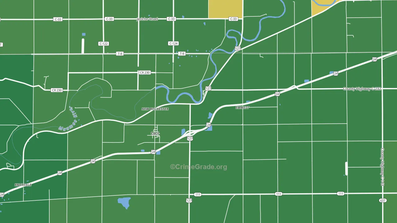 45821, OH Map of Vehicle Theft Rates