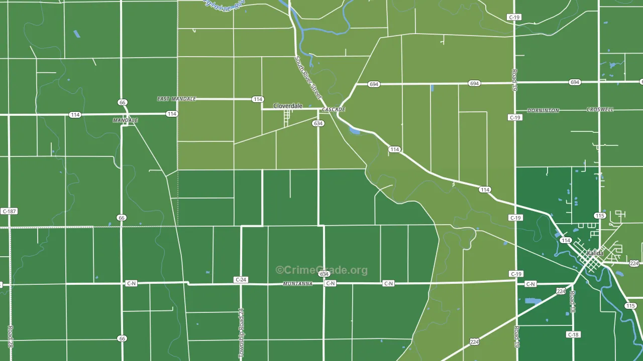 45827, OH Map of Vehicle Theft Rates
