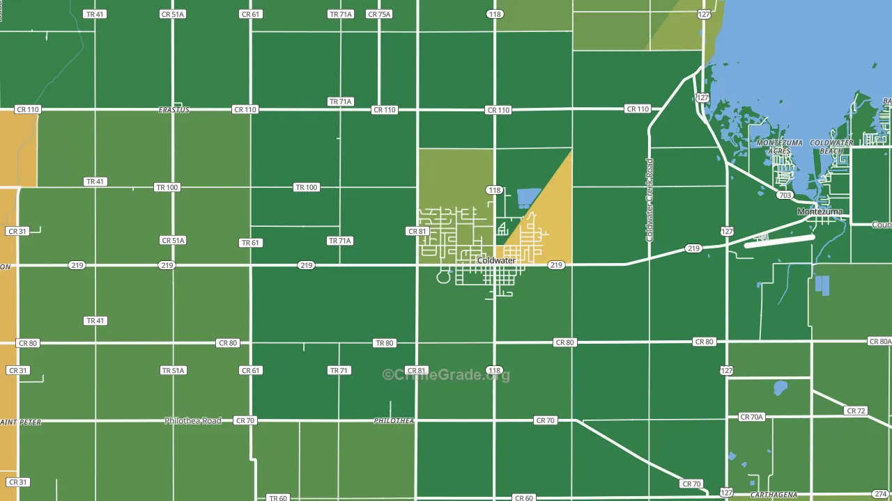 45828, OH Map of Vehicle Theft Rates